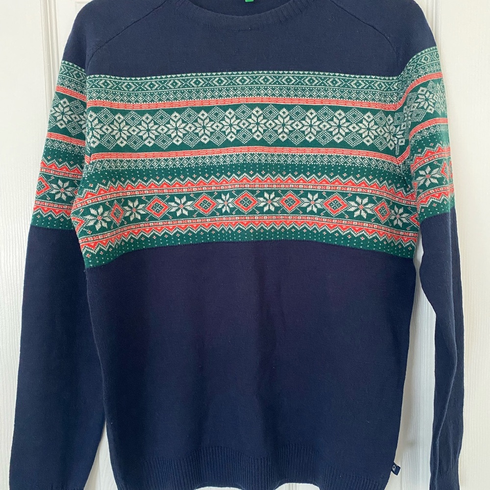 United Colors Of Benetton Men's Sweater with Nordic Pattern / Fair Isle Pattern